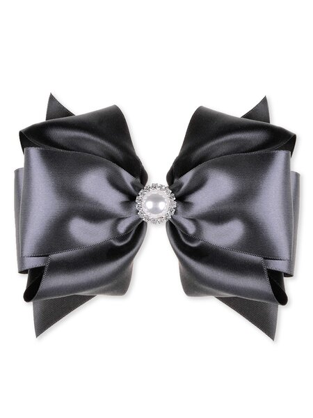 Бант на резинке Девочкам Baby`s joy Серый тёмный Бусины (фото 1)