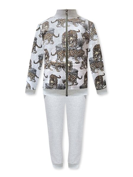 Костюм Девочкам Россия Серый меланж Леопард (фото 1)