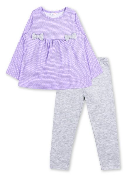 Костюм Девочкам Юлала Сиреневый; Серый меланж Сердечки (фото 1)