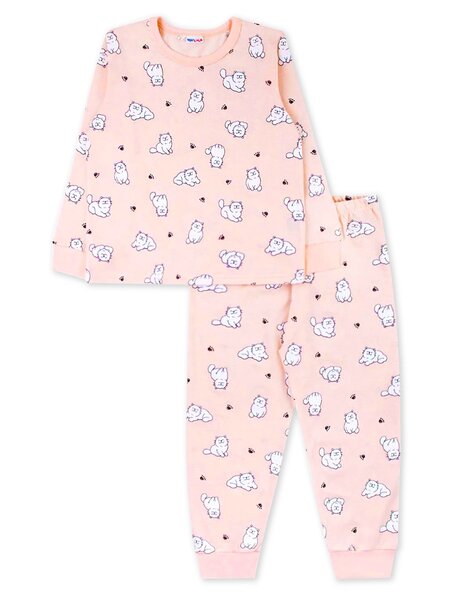 Пижама Девочкам Юлала Персиковый светлый Котики (фото 1)