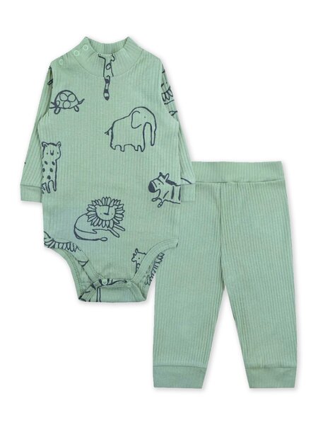 Комплект Новорождённым Юлала Хаки светлый Зверята (фото 1)