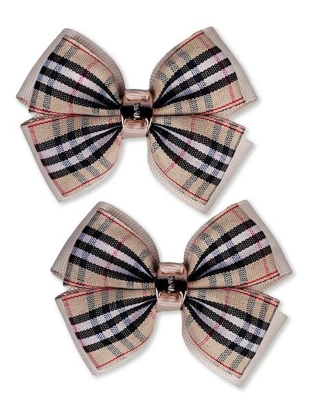Бантик на резинке, 2 шт Девочкам Baby`s joy Бежевый Клетка (фото 1)