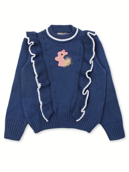 Джемпер Девочкам Bonito Синий тёмный Зайка (фото 1)