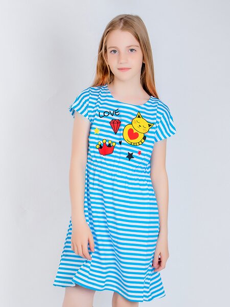 Платье Девочкам Юлала Белый; Голубой Котик (фото 1)