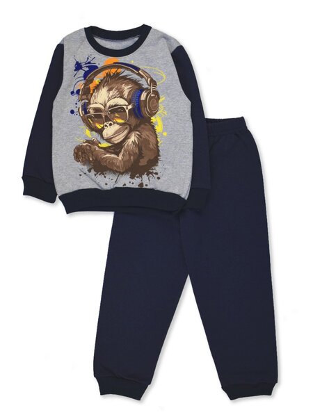 Костюм Мальчикам Россия Серый меланж; Чернильный Обезьяна (фото 1)