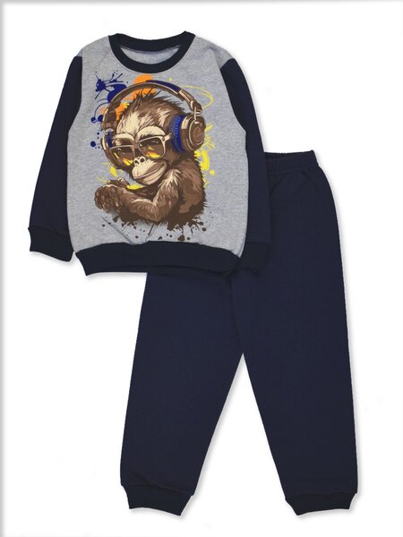 Костюм Мальчикам Россия Серый меланж; Чернильный Обезьяна (фото 2)