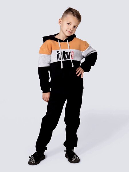 Костюм Мальчикам Россия Серый меланж; Горчичный Надпись (фото 1)