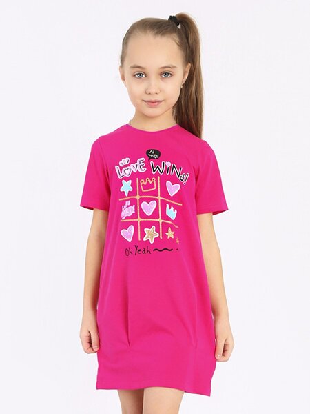 Платье Девочкам Ивашка Малиновый Надпись (фото 1)