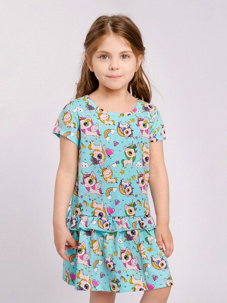 Платье Девочкам Юлала Голубой Единороги (фото 1)