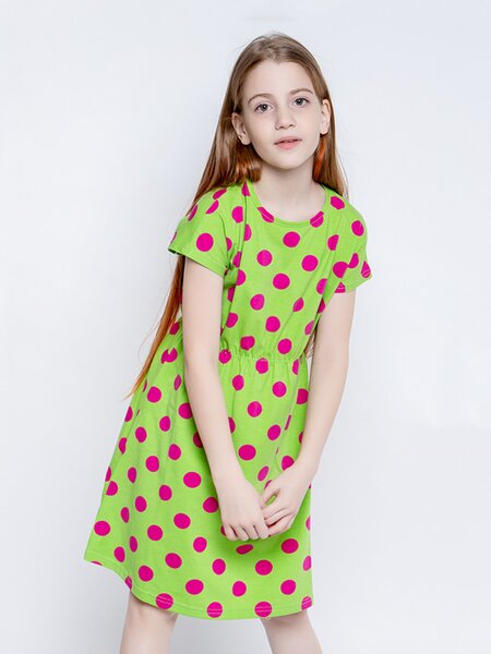 Платье Девочкам Юлала Салатовый Горох (фото 1)