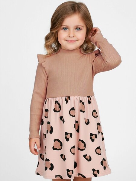 Платье Девочкам Юлала Коричневый светлый Леопард (фото 1)