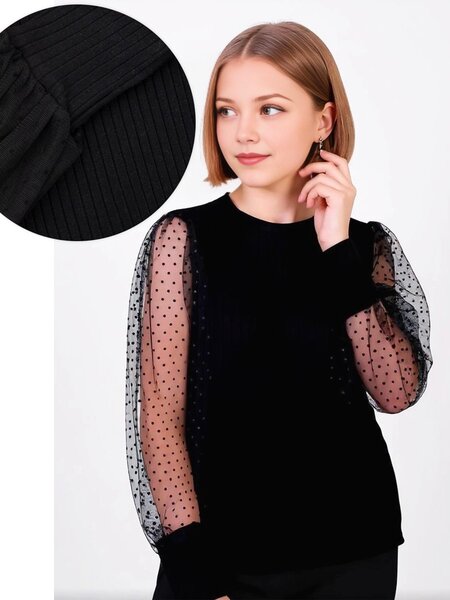 Блузка Девочкам Россия Чёрный Без рисунка (фото 1)