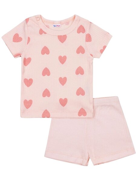 Комплект Новорождённым Юлала Персиковый светлый Сердечки (фото 1)