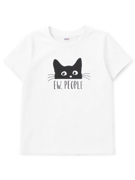 Футболка Девочкам Юлала Белый Котик (фото 1)