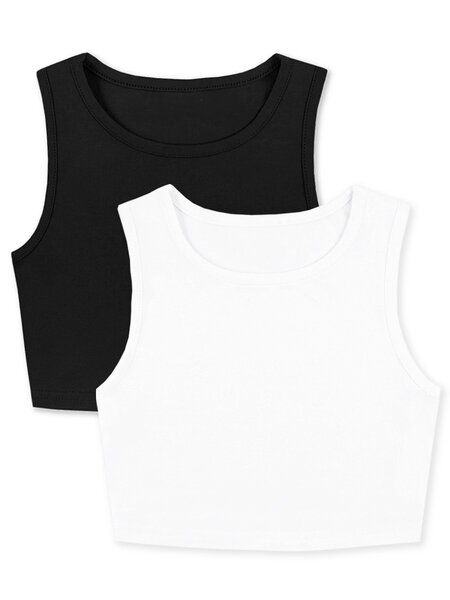 Комплект топов Девочкам Юлала Чёрный; Белый Без рисунка (фото 1)