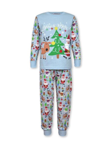 Пижама Мальчикам Лунёва Серо-голубой Новый Год (фото 1)