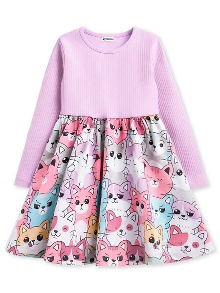 Платье Девочкам Юлала Сиреневый Котики (фото 1)