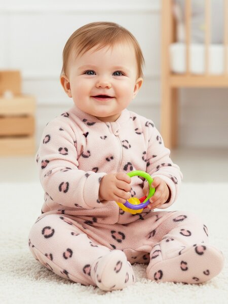 Комбинезон Новорождённым Юлала Персиковый светлый Леопард (фото 1)