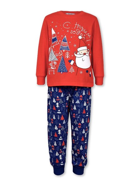 Пижама Мальчикам Лунёва Красный; Синий тёмный Дед Мороз (фото 1)