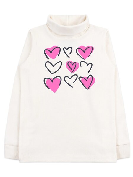 Водолазка Девочкам Юлала Молочный Сердечки (фото 1)