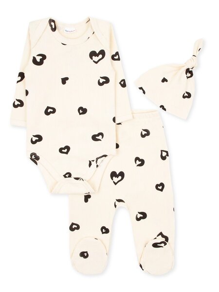 Комплект Новорождённым Юлала Экрю Сердечки (фото 1)