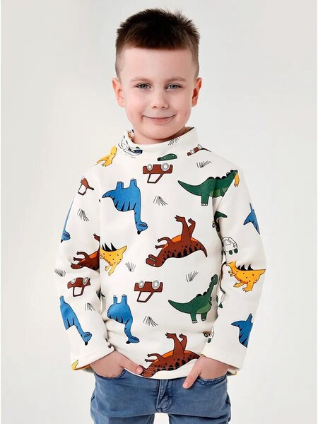Водолазка Мальчикам Юлала Молочный Динозаврики (фото 1)