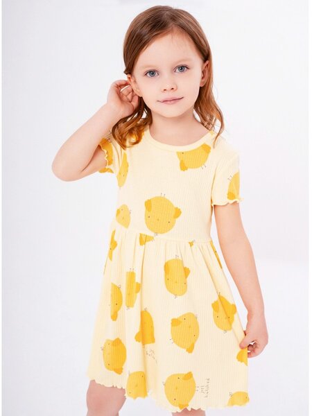 Платье Девочкам Юлала Жёлтый светлый Цыплята (фото 1)