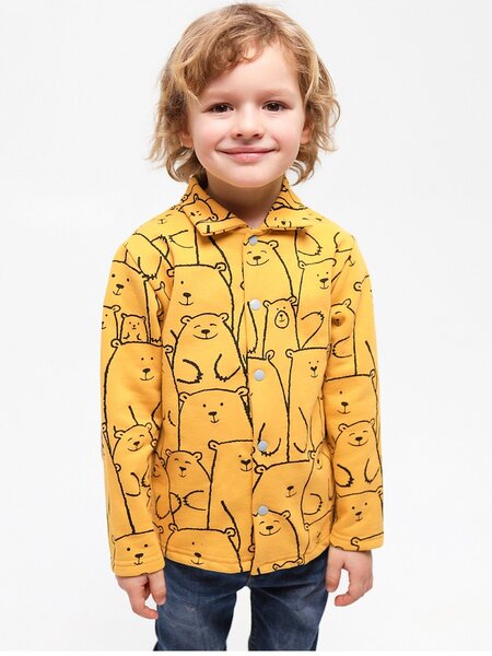 Рубашка Мальчикам Юлала Горчичный Мишки (фото 1)