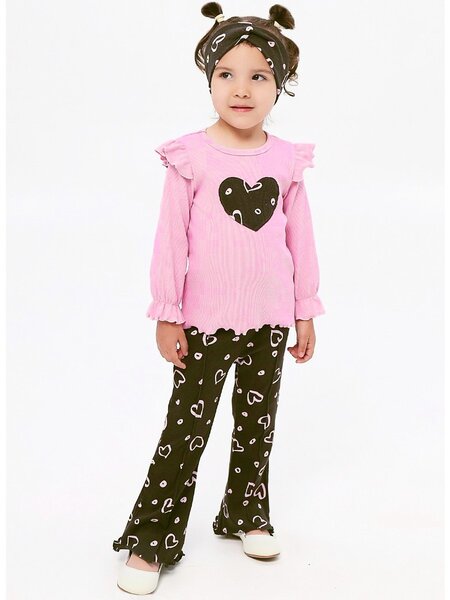 Костюм Девочкам Юлала Коричневый; Розовый Сердечки (фото 1)