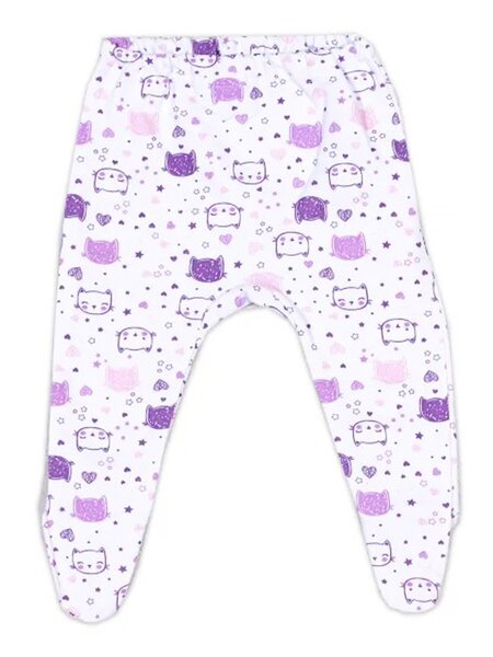 Ползунки Новорождённым Россия Белый; Сиреневый Кошки (фото 1)