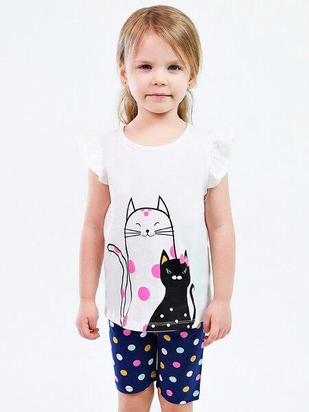 Костюм Девочкам Юлала Молочный; Чернильный Котики (фото 1)