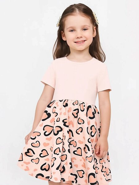Платье Девочкам Юлала Персиковый Сердечки (фото 1)