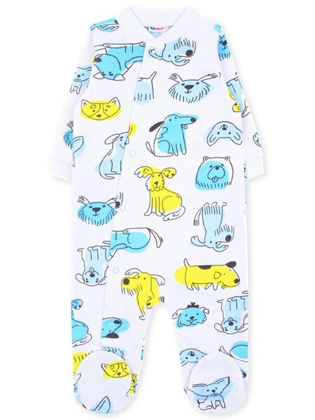 Комбинезон Новорождённым Юлала Белый Собачки (фото 1)