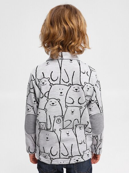 Рубашка Мальчикам Юлала Серый меланж Мишки (фото 2)