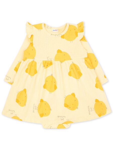 Платье-боди Новорождённым Юлала Жёлтый светлый Цыплята (фото 1)