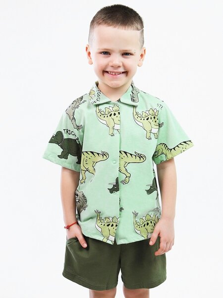 Комплект Мальчикам Юлала Мятный тёмный Динозаврики (фото 1)