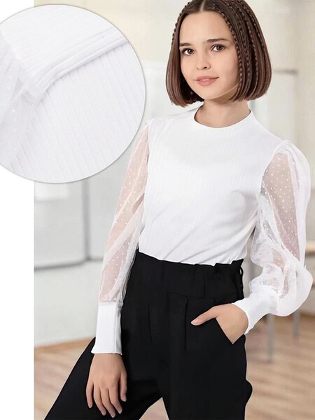 Блузка Девочкам Россия Белый Без рисунка (фото 1)