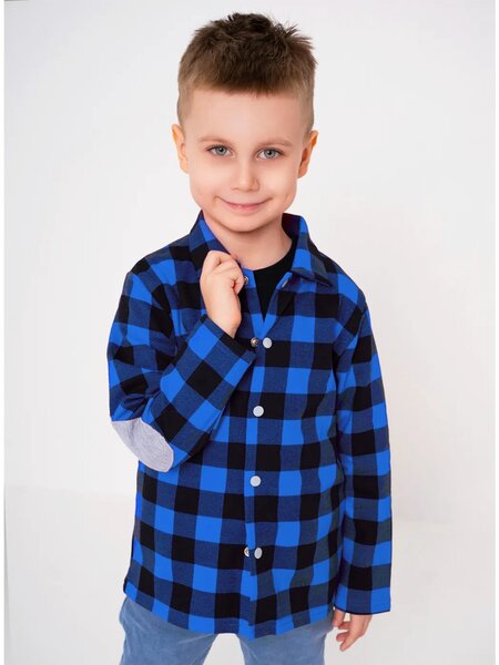 Рубашка Мальчикам Юлала Синий; Чёрный Клетка (фото 1)
