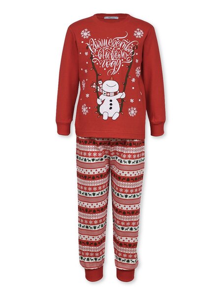 Пижама Мальчикам Лунёва Красный Снеговик (фото 1)
