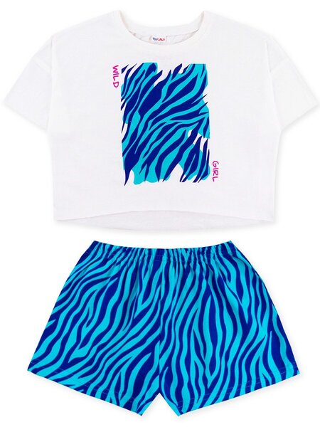Костюм Девочкам Юлала Белый; Голубой Зебра (фото 1)
