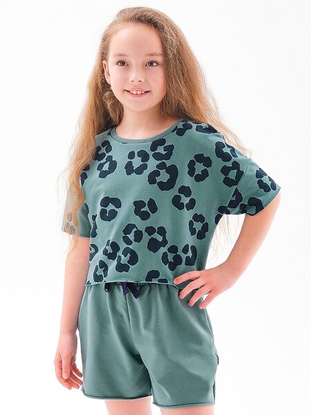 Комплект Девочкам Юлала Бирюзовый тёмный Леопард (фото 1)