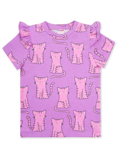 Футболка Новорождённым Юлала Сиреневый Кошки (фото 1)