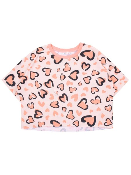 Футболка Девочкам Юлала Персиковый Сердечки (фото 1)