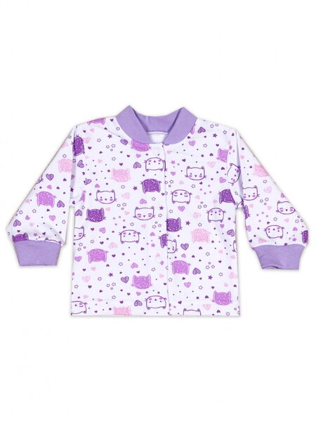 Кофточка Новорождённым Россия Белый; Сиреневый Кошки (фото 1)