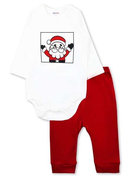 Комплект Новорождённым Юлала Молочный; Красный Дед Мороз (фото 1)
