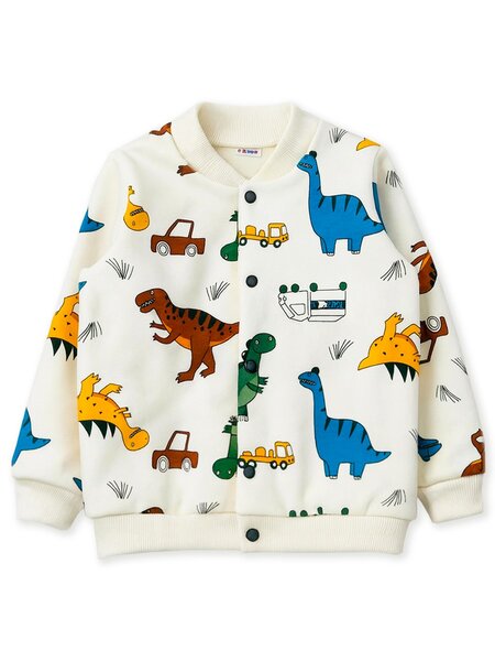 Бомбер Мальчикам Юлала Молочный Динозавры (фото 1)