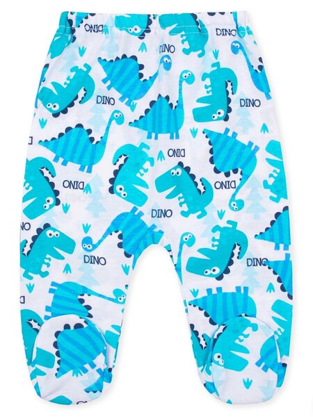 Ползунки Новорождённым Юлала Белый; Голубой Динозаврики (фото 1)