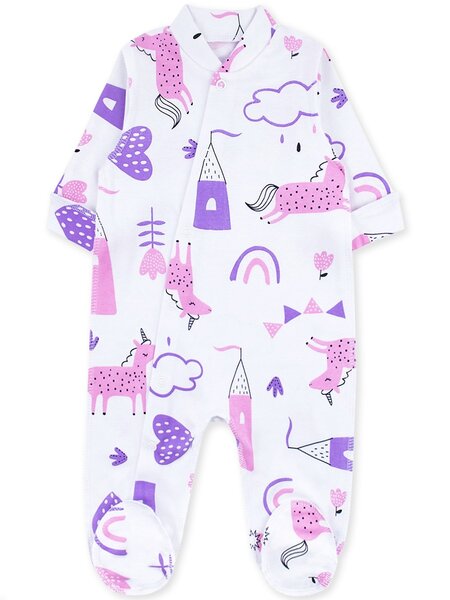 Комбинезон Новорождённым Юлала Белый Единороги (фото 1)