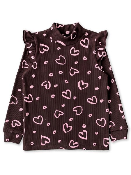 Водолазка Девочкам Юлала Коричневый тёмный Сердечки (фото 1)