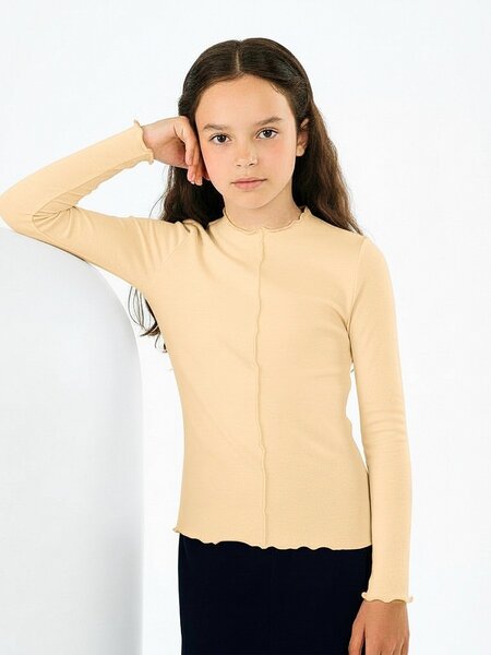 Блузка Девочкам Россия Бежевый Без рисунка (фото 1)